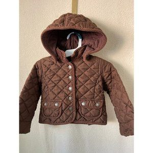 Baby GAP Chocolate Brown Hooded Snap Front Quilted Jacket